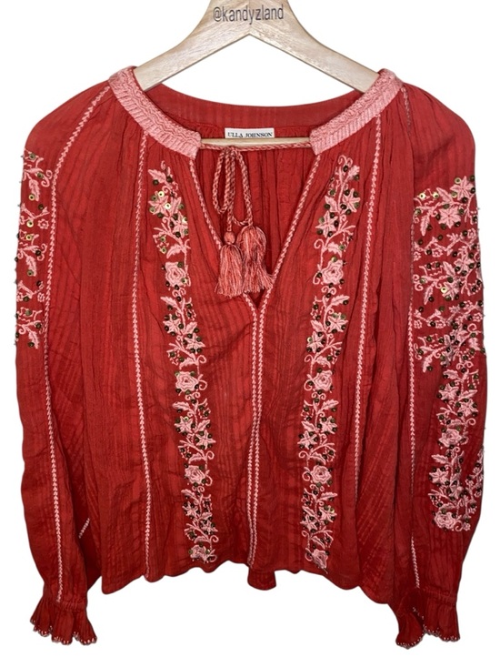 Ulla Johnson Tops - ULLA JOHNSON Blouse With Embroidered Floral Details And Sequin Embellishments